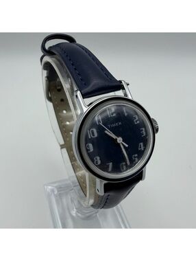 Vintage 1971 Timex Mercury Blue Dial Mechanical Watch Serviced Running New Strap